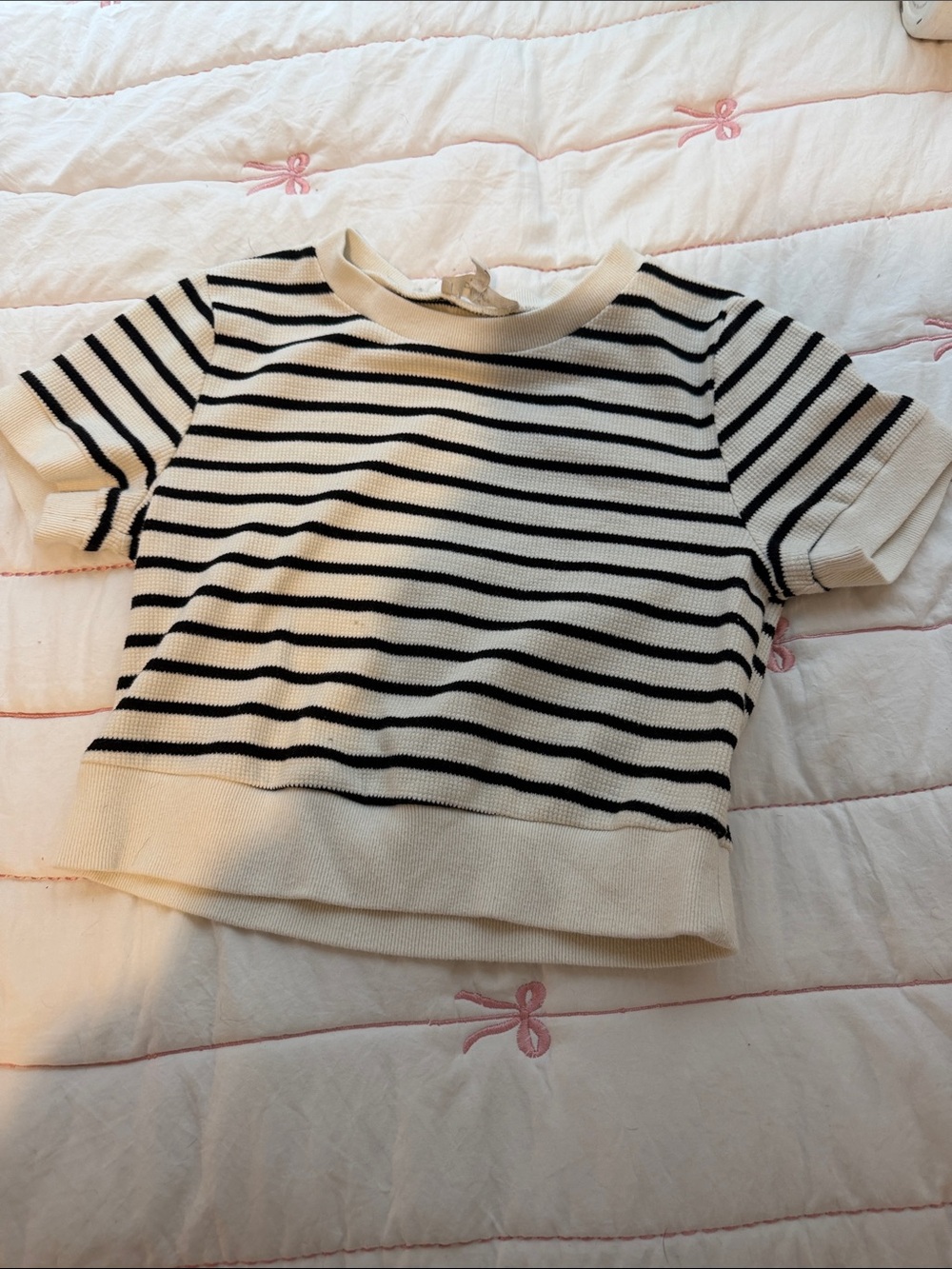 Classic Black & Cream Striped Knit Top - Kids